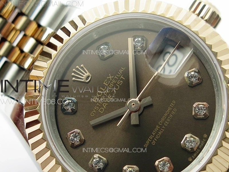 Datejust 28mm 279179 SS RG APSF Best Edition Brown Dial Crystals Markers on SS RG Jubilee Bracelet NH05