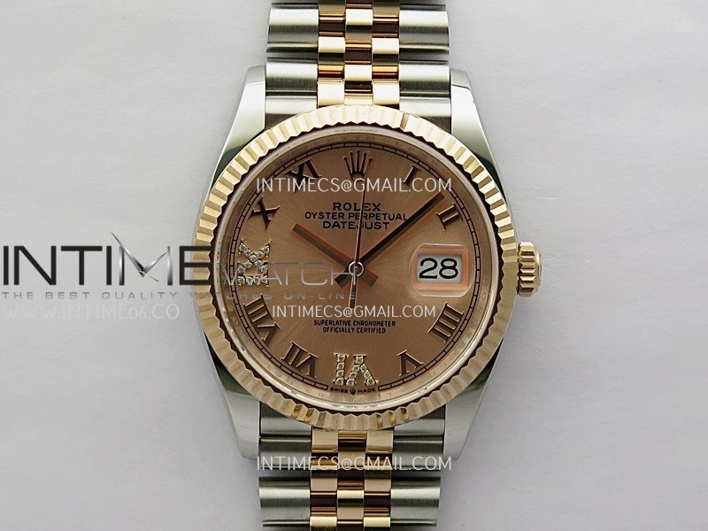 DateJust 126233 36mm 904L SS RG AR+F 1:1 Best Edition RG Dial Roman Diamond Marker On Jubilee Bracelet DD3235