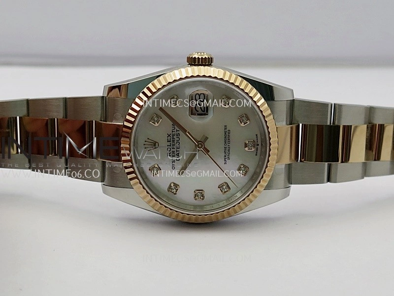 DateJust 126233 36mm 904L SS RG AR+F 1:1 Best Edition White MOP Dial Diamond Marker On Oyster Bracelet DD3235