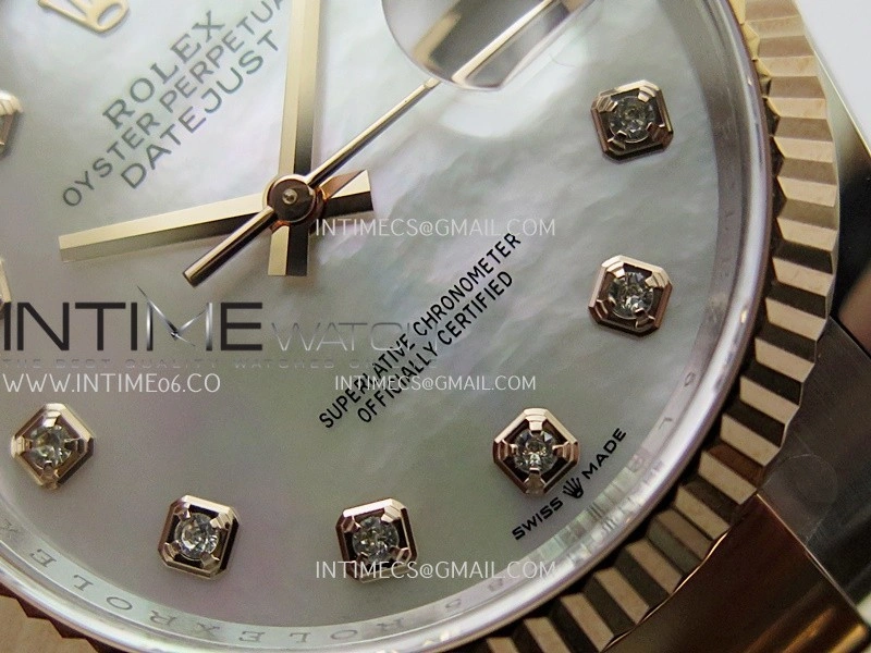 DateJust 126233 36mm 904L SS RG AR+F 1:1 Best Edition White MOP Dial Diamond Marker On Oyster Bracelet DD3235