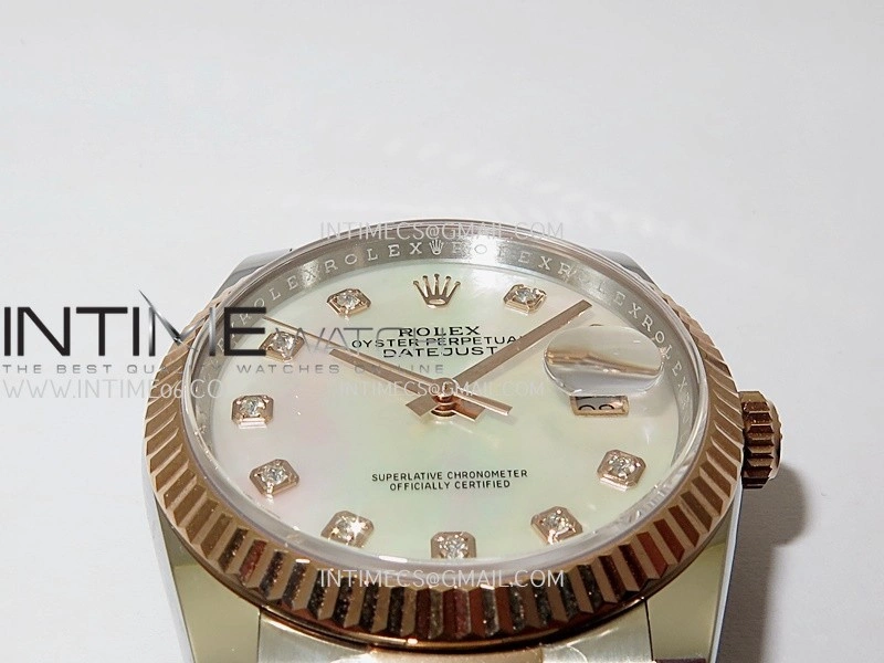 DateJust 126233 36mm 904L SS RG AR+F 1:1 Best Edition White MOP Dial Diamond Marker On Oyster Bracelet DD3235