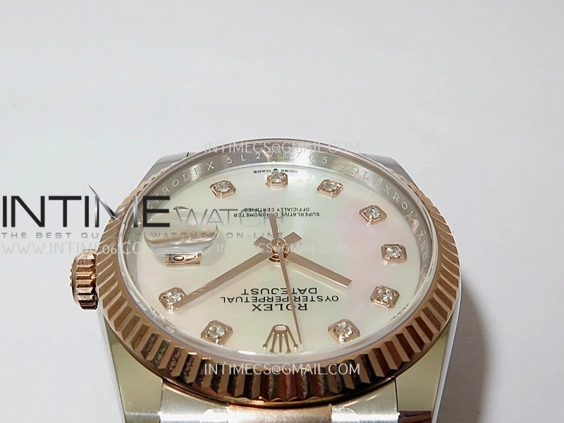 DateJust 126233 36mm 904L SS RG AR+F 1:1 Best Edition White MOP Dial Diamond Marker On Oyster Bracelet DD3235