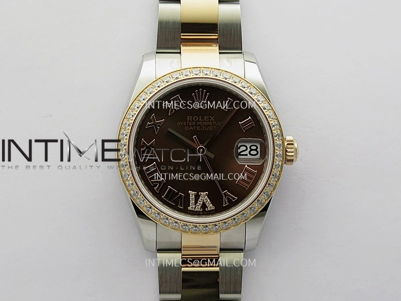 DateJust 31mm 904L SS RG AR+F Best Edition Brown Dial Roman Marker On 904L SS RG Oyster Bracelet A2236