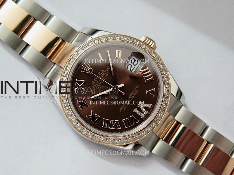 DateJust 31mm 904L SS RG AR+F Best Edition Brown Dial Roman Marker On 904L SS RG Oyster Bracelet A2236