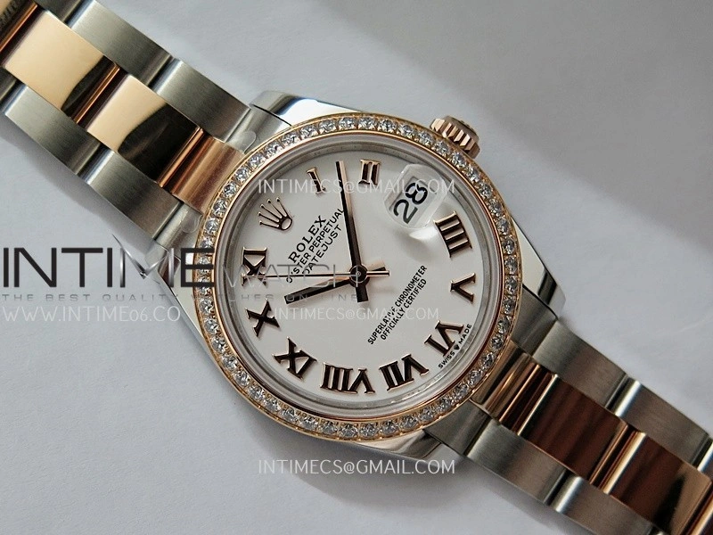 DateJust 31mm 904L SS RG AR+F Best Edition White Dial Roman Marker On 904L SS RG Oyster Bracelet A2236