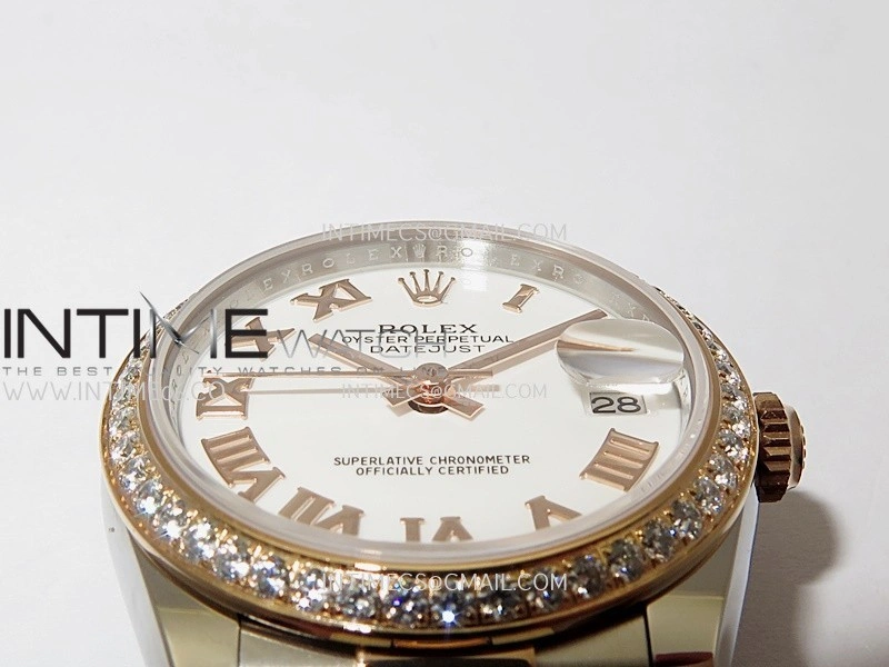 DateJust 31mm 904L SS RG AR+F Best Edition White Dial Roman Marker On 904L SS RG Oyster Bracelet A2236