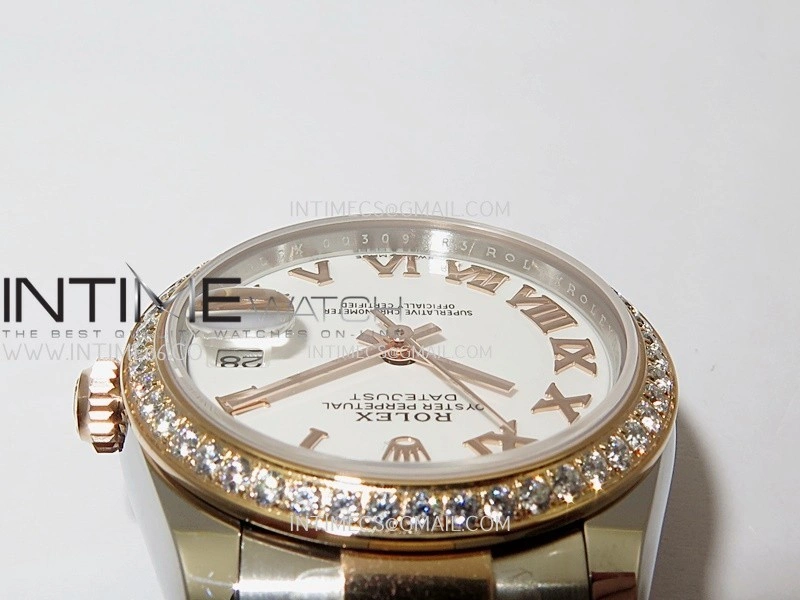 DateJust 31mm 904L SS RG AR+F Best Edition White Dial Roman Marker On 904L SS RG Oyster Bracelet A2236
