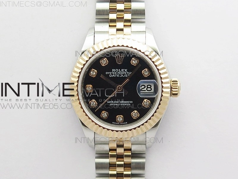 Datejust 28mm 279173 SS RG BP Best Edition Black Crystal Markers Dial on SS RG Jubilee Bracelet ETA2671
