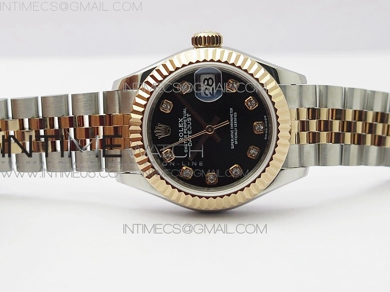 Datejust 28mm 279173 SS RG BP Best Edition Black Crystal Markers Dial on SS RG Jubilee Bracelet ETA2671