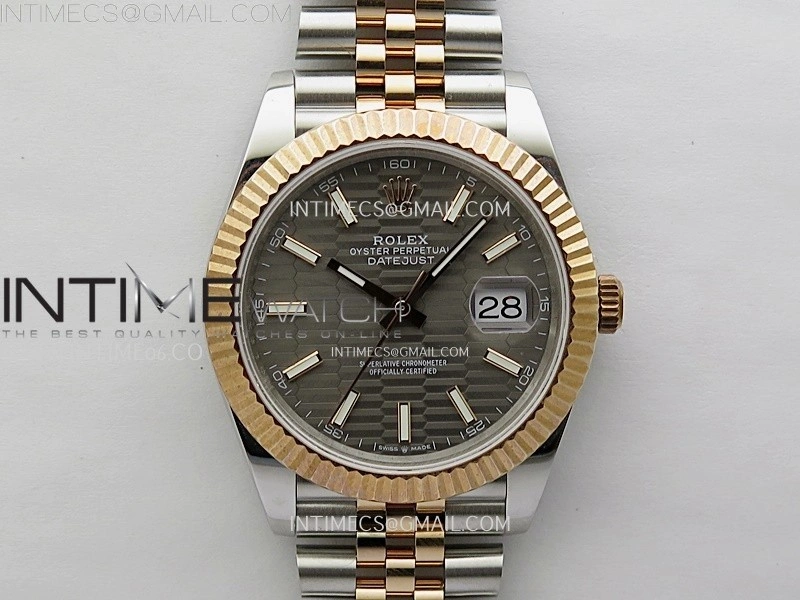 DateJust 126331 904L SS RG JDF 1:1 Best Edition Gray Fluted Dial Stick Markers on Jubilee SS RG Bracelet