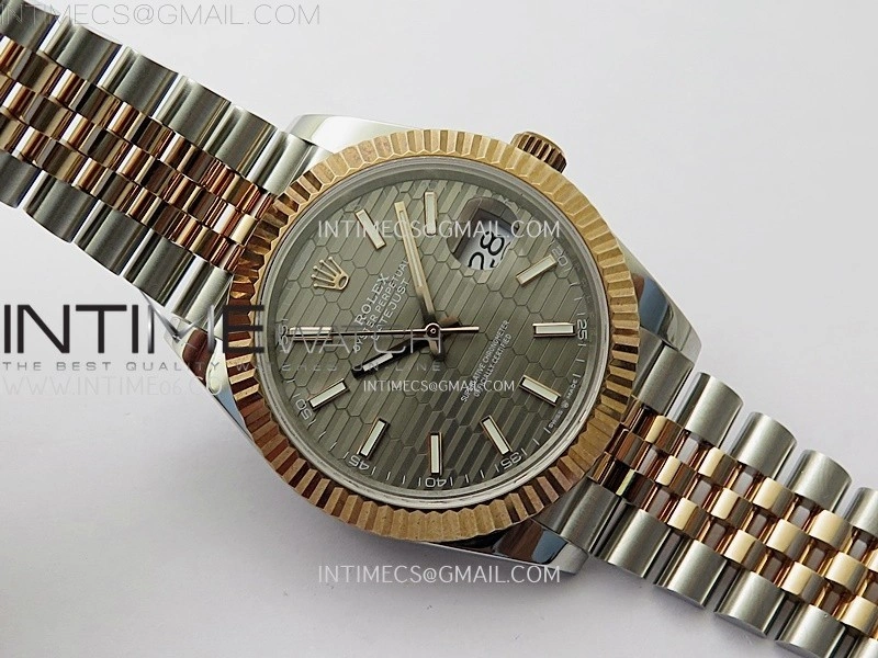 DateJust 126331 904L SS RG JDF 1:1 Best Edition Gray Fluted Dial Stick Markers on Jubilee SS RG Bracelet
