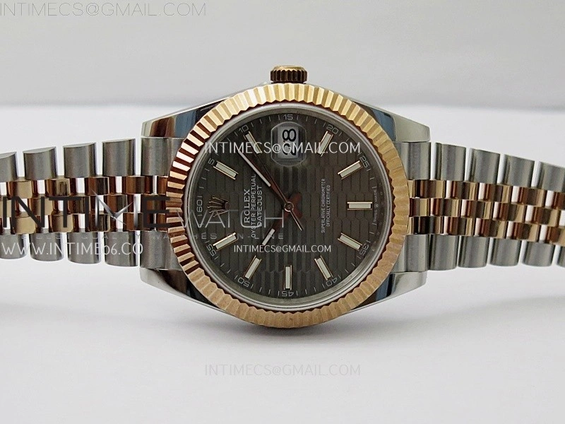 DateJust 126331 904L SS RG JDF 1:1 Best Edition Gray Fluted Dial Stick Markers on Jubilee SS RG Bracelet