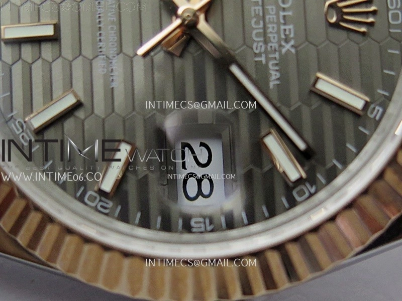 DateJust 126331 904L SS RG JDF 1:1 Best Edition Gray Fluted Dial Stick Markers on Jubilee SS RG Bracelet