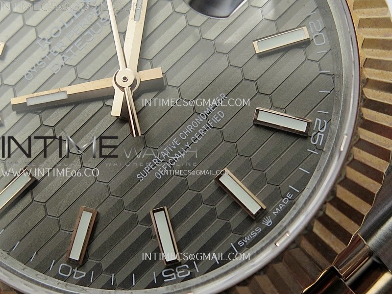DateJust 126331 904L SS RG JDF 1:1 Best Edition Gray Fluted Dial Stick Markers on Jubilee SS RG Bracelet