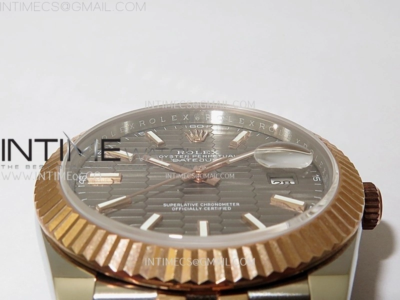 DateJust 126331 904L SS RG JDF 1:1 Best Edition Gray Fluted Dial Stick Markers on Jubilee SS RG Bracelet