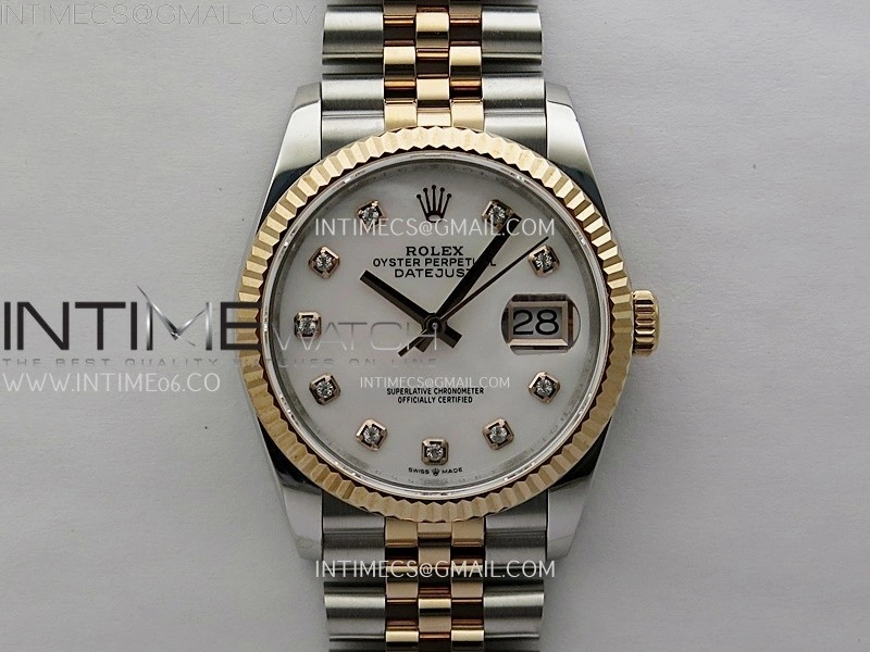 DateJust 126231 904L SS RG JDF 1:1 Best Edition White MOP Dial Diamond Markers on Jubilee SS RG Bracelet