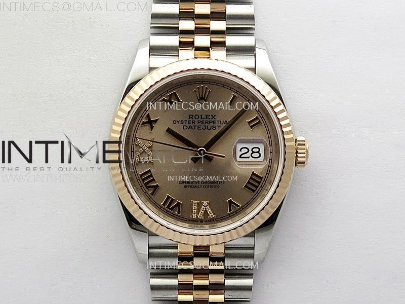 DateJust 36 SS 126231 904L SS RG VSF 1:1 Best Edition Rose Gold Dial Roman Markers on Jubilee Bracelet VS3235