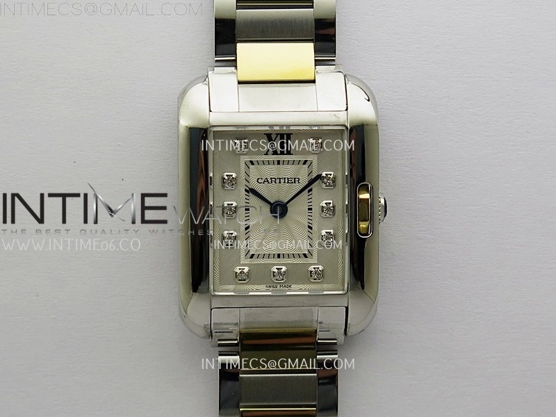 Tank Anglaise 30mm SS YG 8848F 1:1 Best Edition White Dial Diamond Marker on SS Bracelet Ronda Quartz