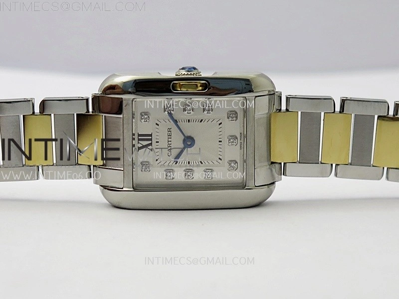 Tank Anglaise 30mm SS YG 8848F 1:1 Best Edition White Dial Diamond Marker on SS Bracelet Ronda Quartz