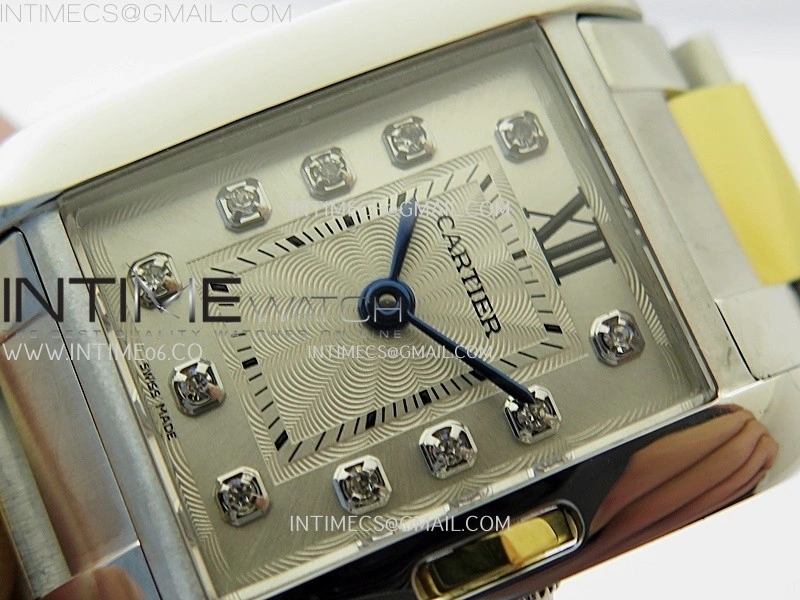 Tank Anglaise 30mm SS YG 8848F 1:1 Best Edition White Dial Diamond Marker on SS Bracelet Ronda Quartz