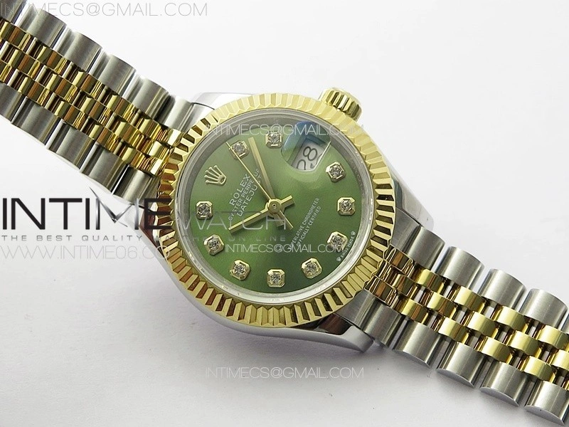 Datejust 28mm 279179 SS YG APSF Best Edition Green Dial Crystals Markers on SS YG Jubilee Bracelet NH05