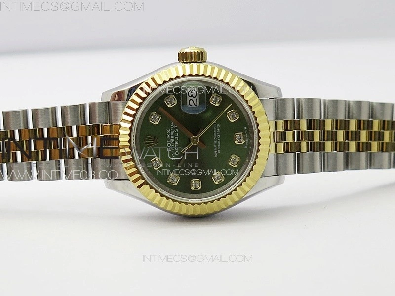 Datejust 28mm 279179 SS YG APSF Best Edition Green Dial Crystals Markers on SS YG Jubilee Bracelet NH05