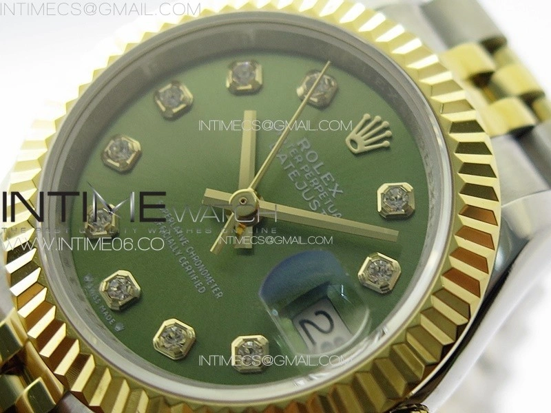 Datejust 28mm 279179 SS YG APSF Best Edition Green Dial Crystals Markers on SS YG Jubilee Bracelet NH05