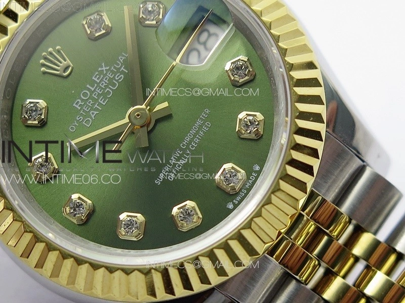 Datejust 28mm 279179 SS YG APSF Best Edition Green Dial Crystals Markers on SS YG Jubilee Bracelet NH05
