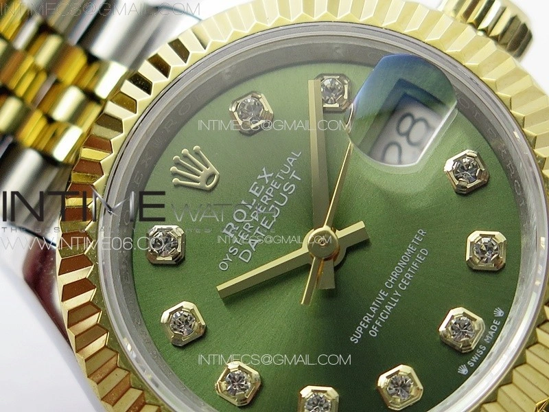 Datejust 28mm 279179 SS YG APSF Best Edition Green Dial Crystals Markers on SS YG Jubilee Bracelet NH05