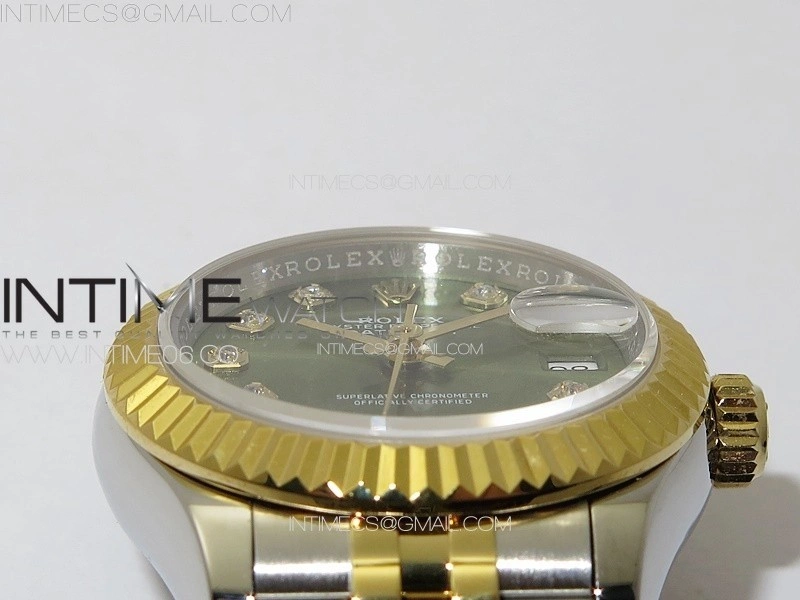 Datejust 28mm 279179 SS YG APSF Best Edition Green Dial Crystals Markers on SS YG Jubilee Bracelet NH05