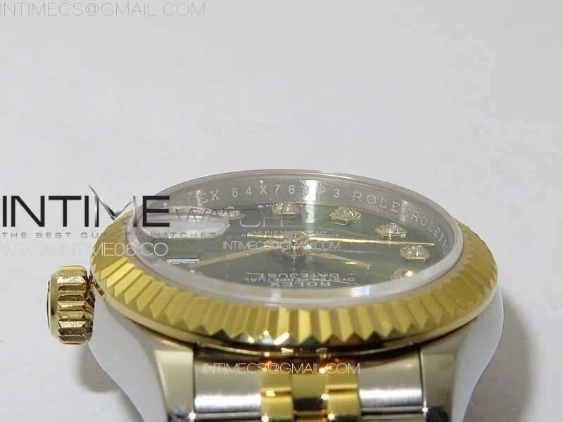 Datejust 28mm 279179 SS YG APSF Best Edition Green Dial Crystals Markers on SS YG Jubilee Bracelet NH05