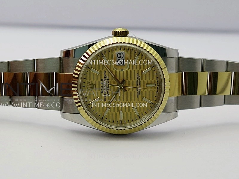 DateJust 126233 36mm 904L SS YG AR+F 1:1 Best Edition Gold Fluted Dial Stick Marker On Oyster Bracelet DD3235