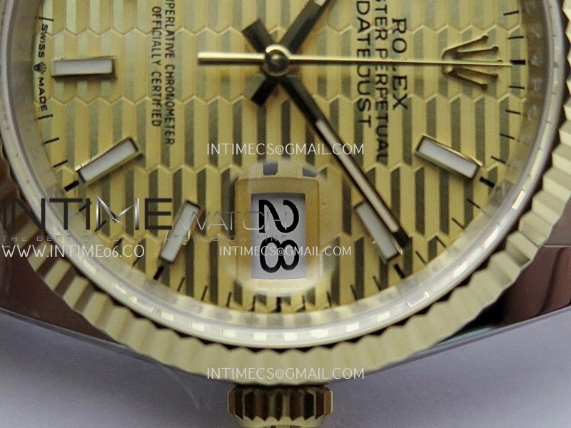 DateJust 126233 36mm 904L SS YG AR+F 1:1 Best Edition Gold Fluted Dial Stick Marker On Oyster Bracelet DD3235