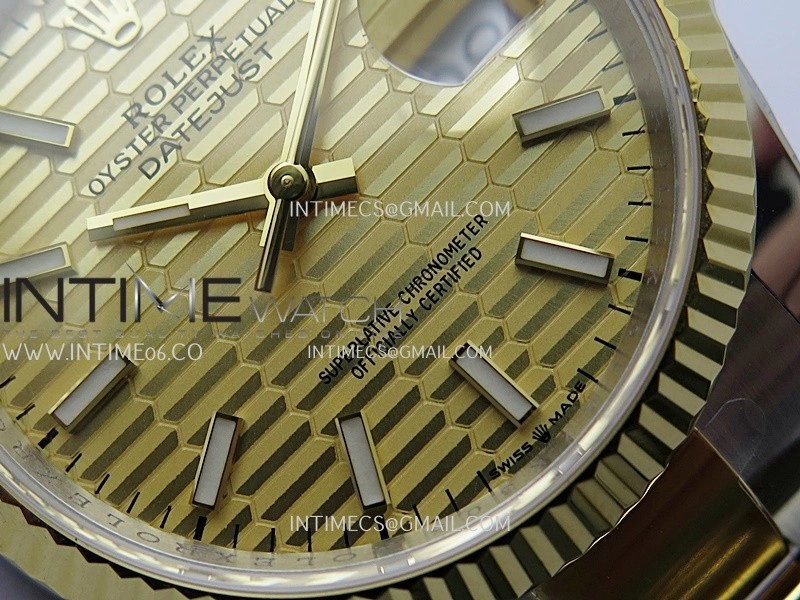 DateJust 126233 36mm 904L SS YG AR+F 1:1 Best Edition Gold Fluted Dial Stick Marker On Oyster Bracelet DD3235