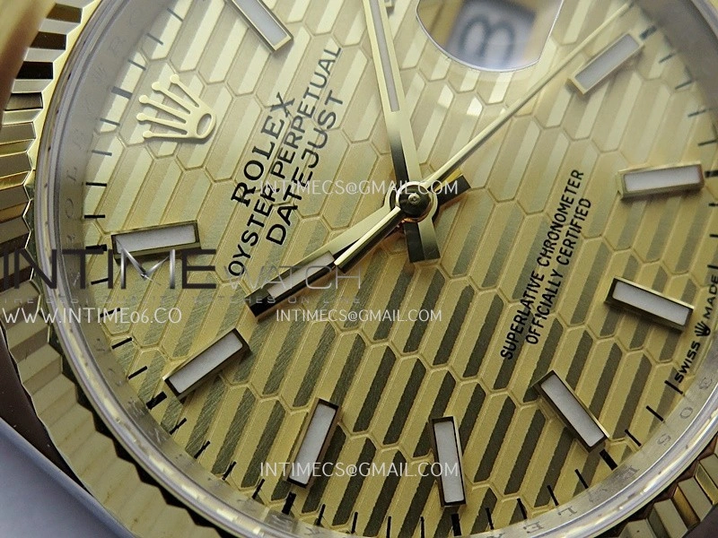 DateJust 126233 36mm 904L SS YG AR+F 1:1 Best Edition Gold Fluted Dial Stick Marker On Oyster Bracelet DD3235
