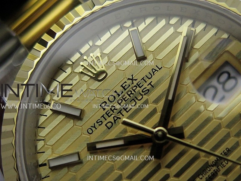 DateJust 126233 36mm 904L SS YG AR+F 1:1 Best Edition Gold Fluted Dial Stick Marker On Oyster Bracelet DD3235