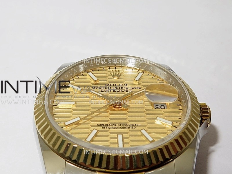 DateJust 126233 36mm 904L SS YG AR+F 1:1 Best Edition Gold Fluted Dial Stick Marker On Oyster Bracelet DD3235