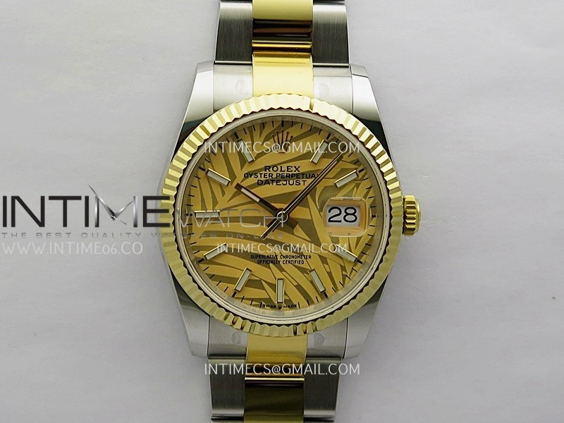 DateJust 126233 36mm 904L SS YG AR+F 1:1 Best Edition Gold Leaves Dial Stick Marker On Oyster Bracelet DD3235
