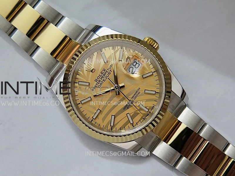 DateJust 126233 36mm 904L SS YG AR+F 1:1 Best Edition Gold Leaves Dial Stick Marker On Oyster Bracelet DD3235