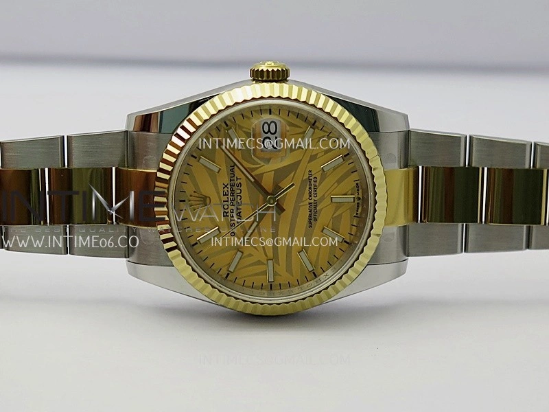 DateJust 126233 36mm 904L SS YG AR+F 1:1 Best Edition Gold Leaves Dial Stick Marker On Oyster Bracelet DD3235