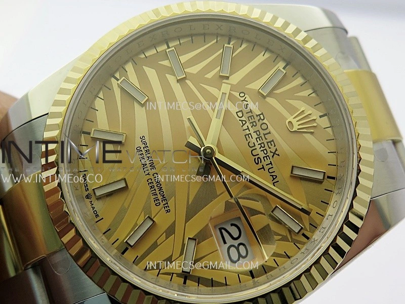 DateJust 126233 36mm 904L SS YG AR+F 1:1 Best Edition Gold Leaves Dial Stick Marker On Oyster Bracelet DD3235