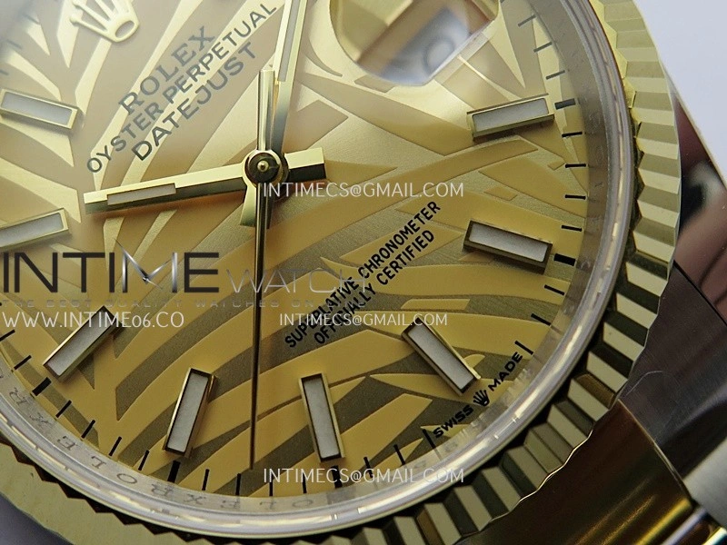 DateJust 126233 36mm 904L SS YG AR+F 1:1 Best Edition Gold Leaves Dial Stick Marker On Oyster Bracelet DD3235