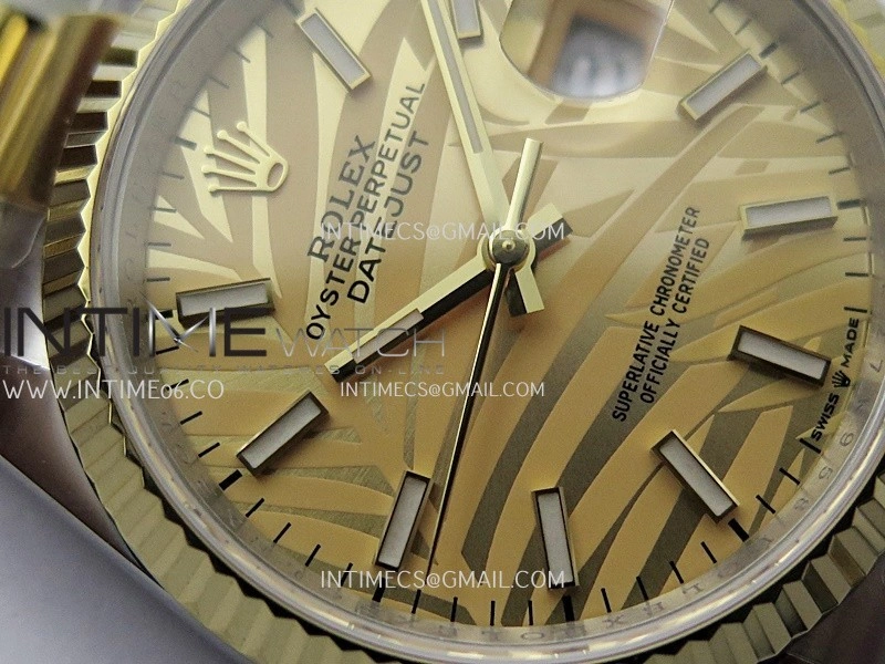 DateJust 126233 36mm 904L SS YG AR+F 1:1 Best Edition Gold Leaves Dial Stick Marker On Oyster Bracelet DD3235