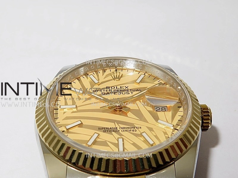 DateJust 126233 36mm 904L SS YG AR+F 1:1 Best Edition Gold Leaves Dial Stick Marker On Oyster Bracelet DD3235