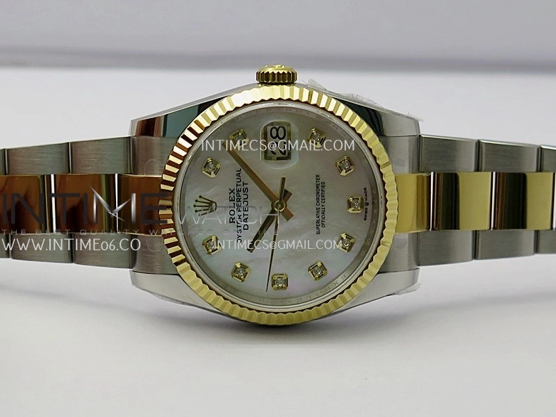 DateJust 126233 36mm 904L SS YG AR+F 1:1 Best Edition White MOP Dial Diamond Marker On Oyster Bracelet DD3235