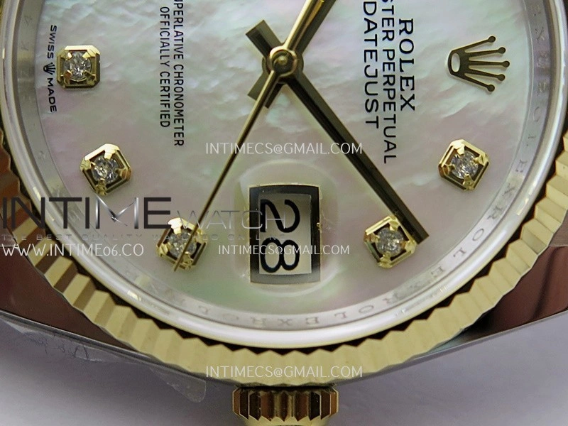 DateJust 126233 36mm 904L SS YG AR+F 1:1 Best Edition White MOP Dial Diamond Marker On Oyster Bracelet DD3235