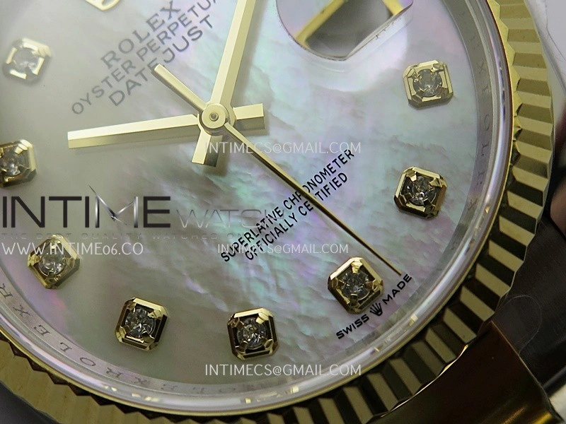 DateJust 126233 36mm 904L SS YG AR+F 1:1 Best Edition White MOP Dial Diamond Marker On Oyster Bracelet DD3235