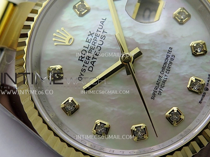 DateJust 126233 36mm 904L SS YG AR+F 1:1 Best Edition White MOP Dial Diamond Marker On Oyster Bracelet DD3235