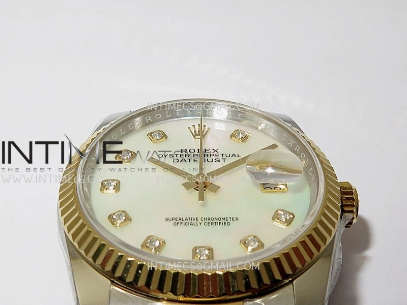 DateJust 126233 36mm 904L SS YG AR+F 1:1 Best Edition White MOP Dial Diamond Marker On Oyster Bracelet DD3235