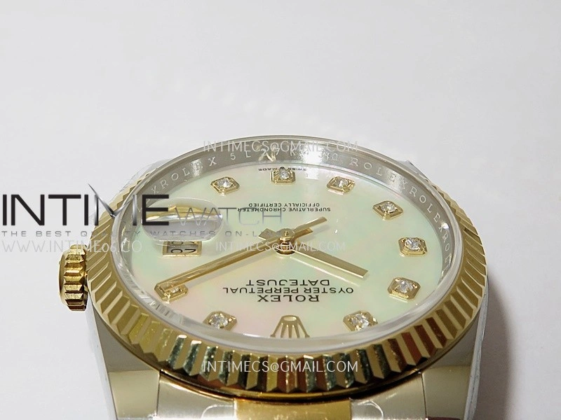DateJust 126233 36mm 904L SS YG AR+F 1:1 Best Edition White MOP Dial Diamond Marker On Oyster Bracelet DD3235